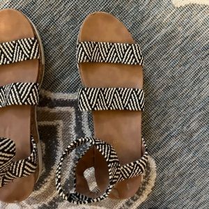 Aztec print heeled sandals